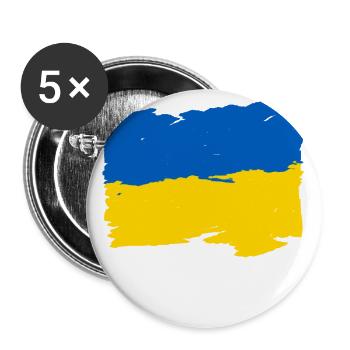 Україна прапор - Ukraine flag - Ukraine flag - Buttons large 2.2''/56 mm (5-pack) - white - Front