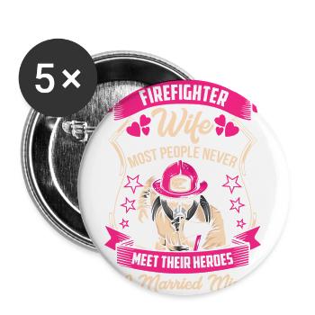 Firefighter woman firefighter marriage gift hero - Buttons large 2.2''/56 mm (5-pack) - white - Front