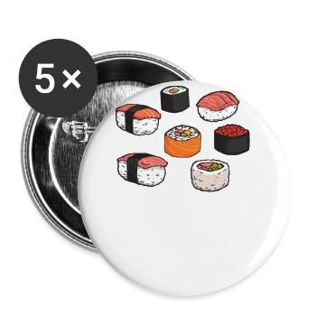 Sushi I Love Sushi Asian Cuisine Fast Food - Buttons large 2.2''/56 mm (5-pack) - white - Front