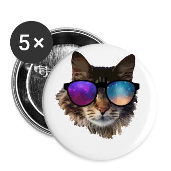 chat - Lot de 5 grands badges (56 mm) - blanc - Devant