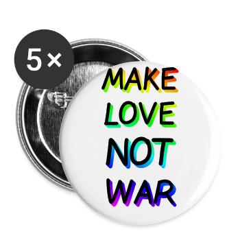 Make Love not War Rainbow - Buttons large 2.2''/56 mm (5-pack) - white - Front