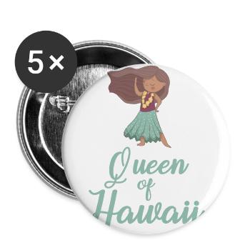 Queen of Hawaii - Buttons large 2.2''/56 mm (5-pack) - white - Front