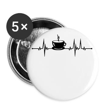 Coffee Heartbeat Pulse - Caffeine Junkie Gift - Buttons large 2.2''/56 mm (5-pack) - white - Front