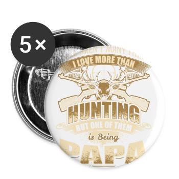 Père papa, papa, chasse, chasseur, chasse, cadeau, fête des pères - Lot de 5 grands badges (56 mm) - blanc - Devant