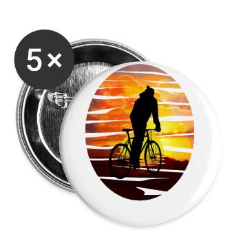 Bicyclist at sunset - gift idea - Buttons large 2.2''/56 mm (5-pack) - white - Front
