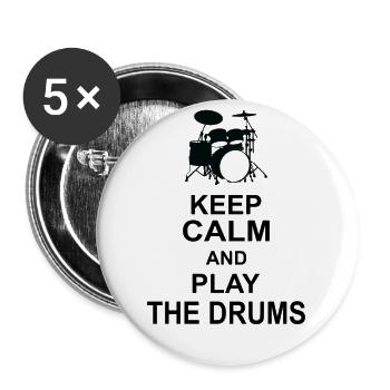 Keep calm and play the drums - Buttons large 2.2''/56 mm (5-pack) - white - Front