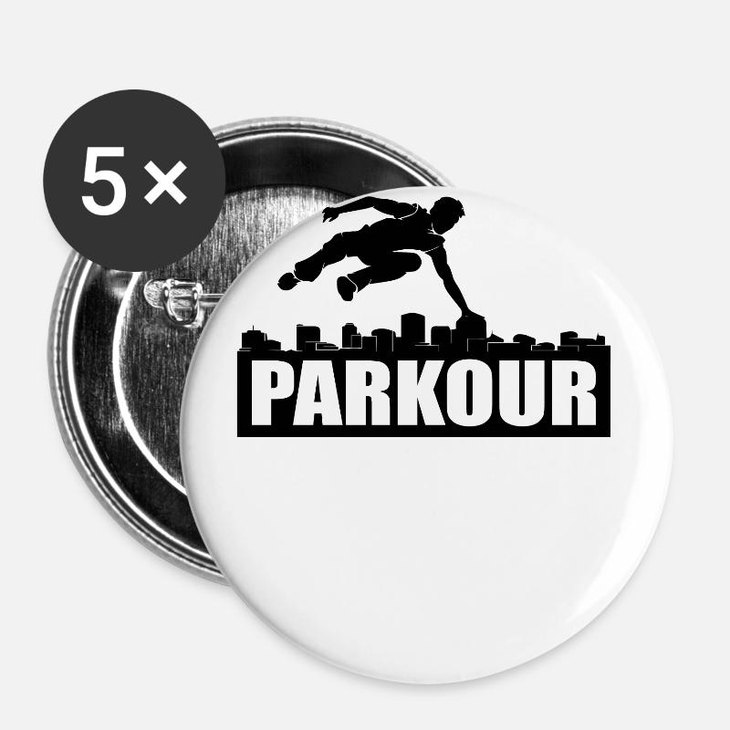 Parkour - Buttons groß 56 mm (5er Pack) - Weiß
