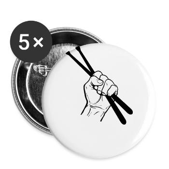 le batteur - Lot de 5 grands badges (56 mm) - blanc - Devant