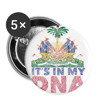 Haiti Haitian Pride DNA In The Blood I Gift - Buttons large 2.2''/56 mm (5-pack) - white - Front