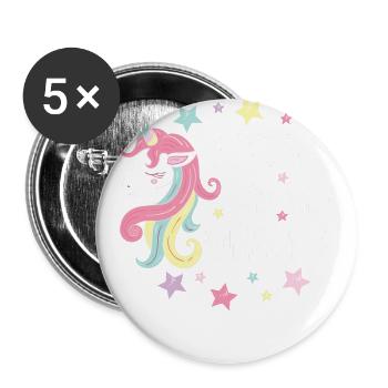 Cooles Einhorn Geschenk Glitzern Unicorn Magie - Buttons groß 56 mm (5er Pack) - Weiß - Vorne