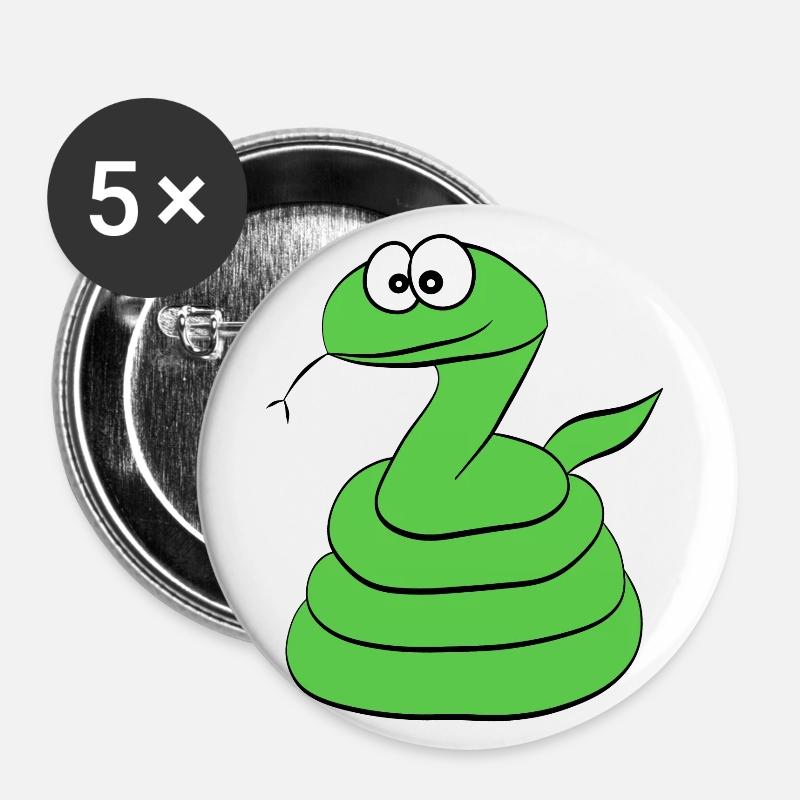 Serpent - Lot de 5 grands badges (56 mm) - blanc