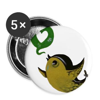 Street Art Bird Love Liberté - Lot de 5 grands badges (56 mm) - blanc - Devant