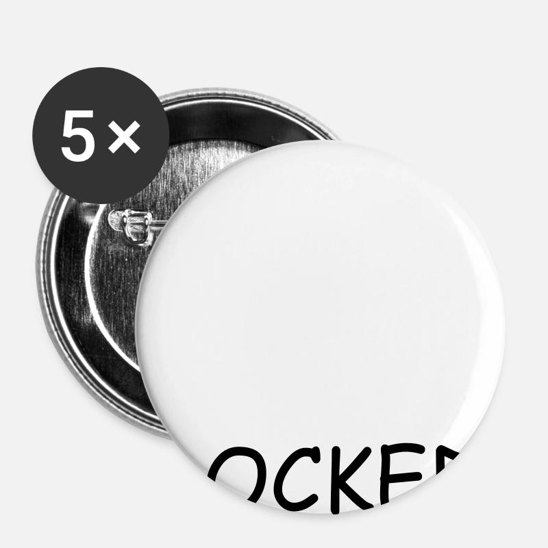 Lock closed with text: "Locked" - Buttons large 2.2''/56 mm (5-pack) - white