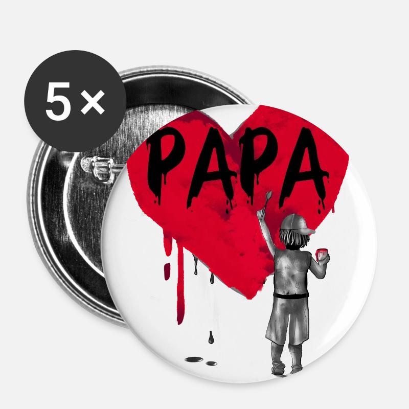 Daddy-son - Buttons large 2.2''/56 mm (5-pack) - white