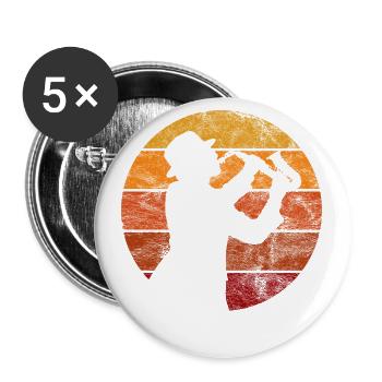 Saxofon Jazz Swing Klassik Musik Ska Punk Rock - Buttons groß 56 mm (5er Pack) - Weiß - Vorne