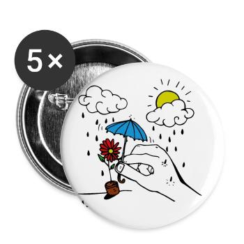 Pluie - Lot de 5 grands badges (56 mm) - blanc - Devant