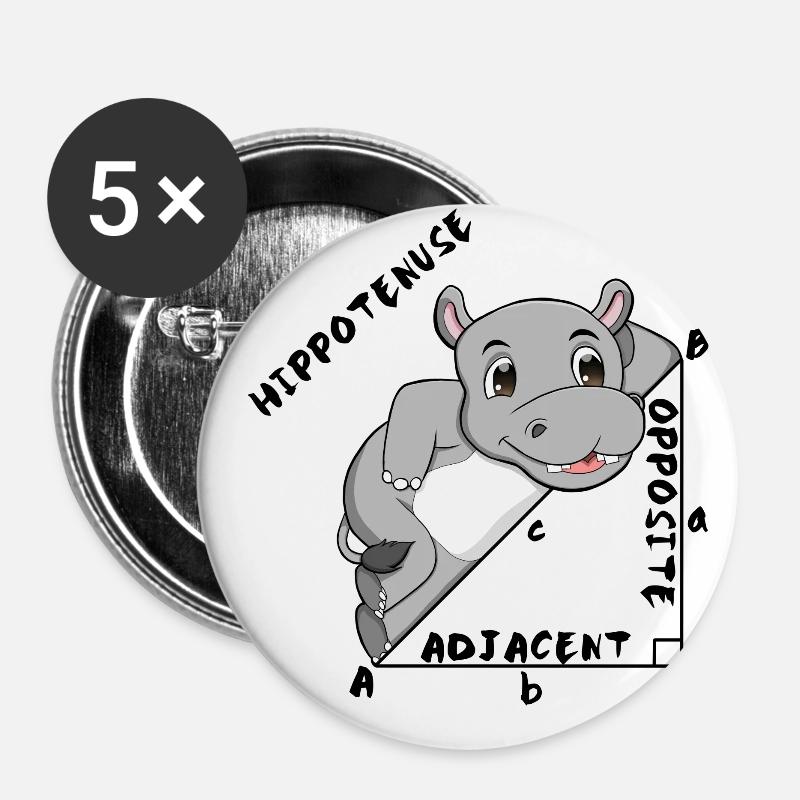 Hippotenuse Cool Fun Shirt Pythagoras Mathe Lovers - Buttons groß 56 mm (5er Pack) - Weiß