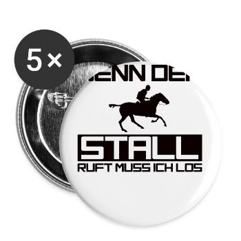 Lustiges Pferde Geschenk Reiter Stall Ponyhof Pony - Buttons groß 56 mm (5er Pack) - Weiß - Vorne