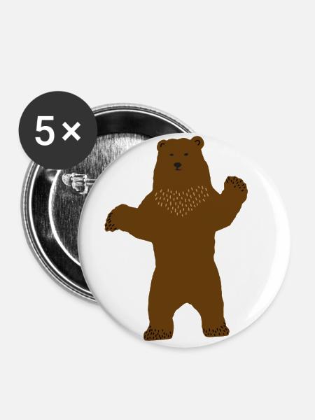 Bär - Buttons groß 56 mm (5er Pack) - Weiß