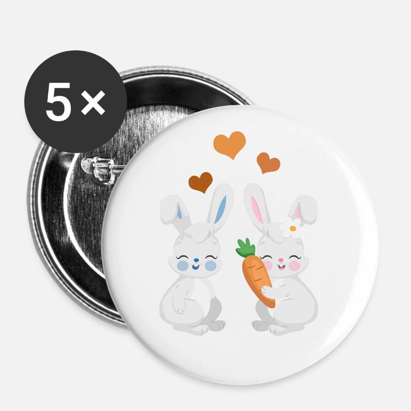 Cute bunnies - Buttons large 2.2''/56 mm (5-pack) - white