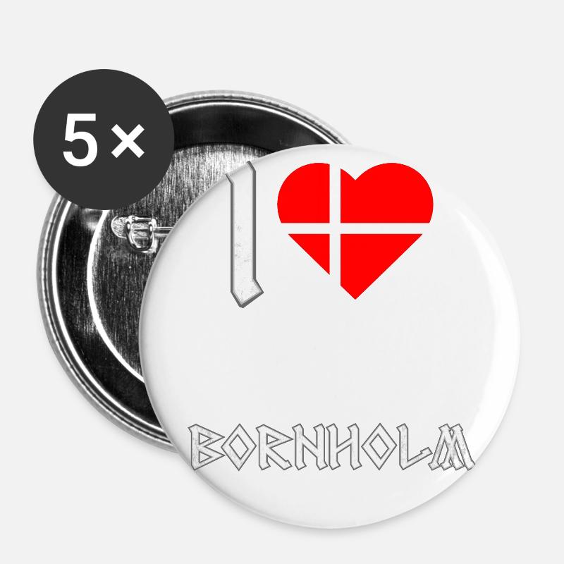 Bornholm Denmark - Buttons large 2.2''/56 mm (5-pack) - white