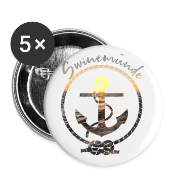 SWINEMÜNDE | ANKER UND MEER - Buttons groß 56 mm (5er Pack) - Weiß - Vorne