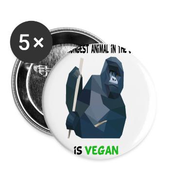 Vegan Gorilla tshirt - Buttons groß 56 mm (5er Pack) - Weiß - Vorne