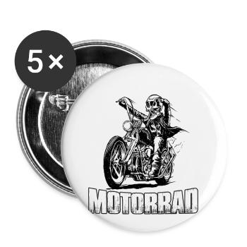 Motorradfahrer Biker Motorrad Chopper Geschenk - Buttons groß 56 mm (5er Pack) - Weiß - Vorne
