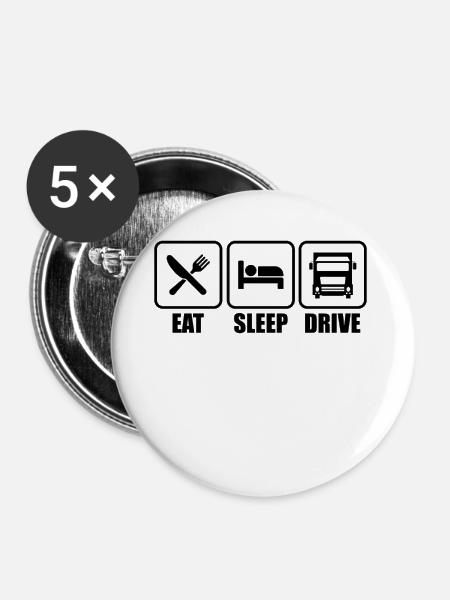 Trucker Fernfahrer - Buttons groß 56 mm (5er Pack) - Weiß