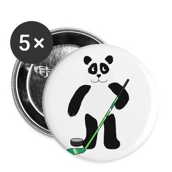 Panda Panda Bear Hockey sur glace Puck Hockey Enfants - Lot de 5 grands badges (56 mm) - blanc - Devant