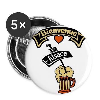 alsace bienvenue biere alcool humour region - Lot de 5 grands badges (56 mm) - blanc - Devant