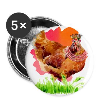 Aquarell Huhn - Buttons groß 56 mm (5er Pack) - Weiß - Vorne