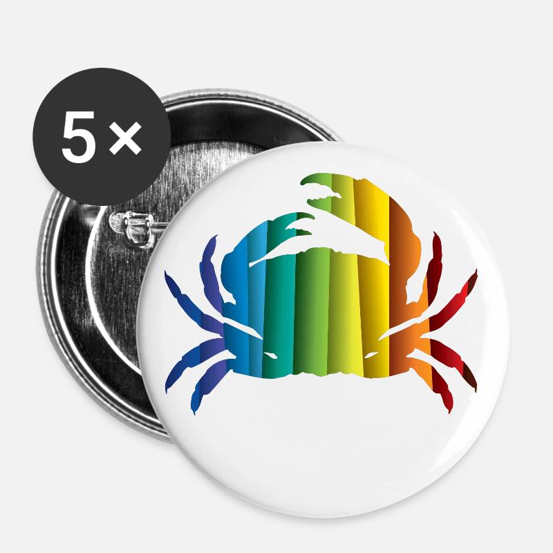 Crab, cancer - Buttons large 2.2''/56 mm (5-pack) - white
