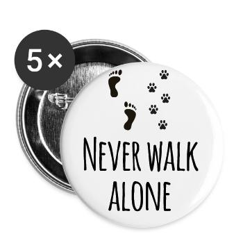 never walk alone - Buttons large 2.2''/56 mm (5-pack) - white - Front
