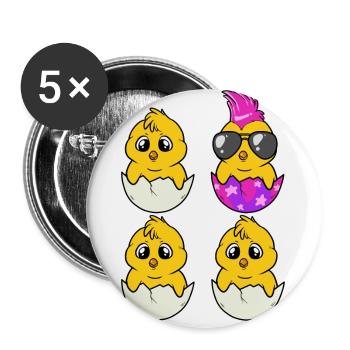 Punk Chick Chicken Chicken Punker Baby Individual - Buttons large 2.2''/56 mm (5-pack) - white - Front