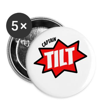 Captain Tilt - Flipper et Flipper - Lot de 5 grands badges (56 mm) - blanc - Devant