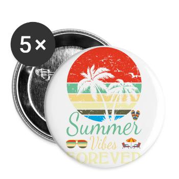 Summer Vibes Forever - Buttons large 2.2''/56 mm (5-pack) - white - Front