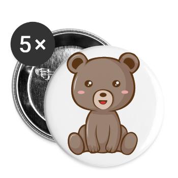 Sweet Kawaii Bear Bear Gift Kids - Buttons large 2.2''/56 mm (5-pack) - white - Front