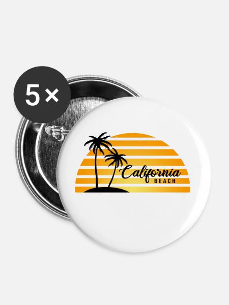 Kalifornien - Buttons groß 56 mm (5er Pack) - Weiß