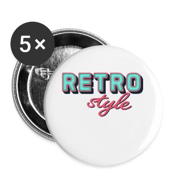Retro - Buttons groß 56 mm (5er Pack) - Weiß - Vorne
