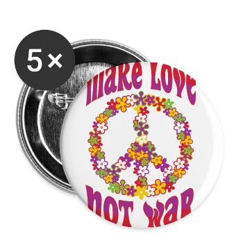 Make Love Not War N'aime pas la guerre hippie - Lot de 5 grands badges (56 mm) - blanc - Devant
