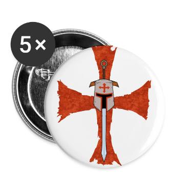 Chevalier Templier Deus Vult Croix Croisée Épée - Lot de 5 grands badges (56 mm) - blanc - Devant