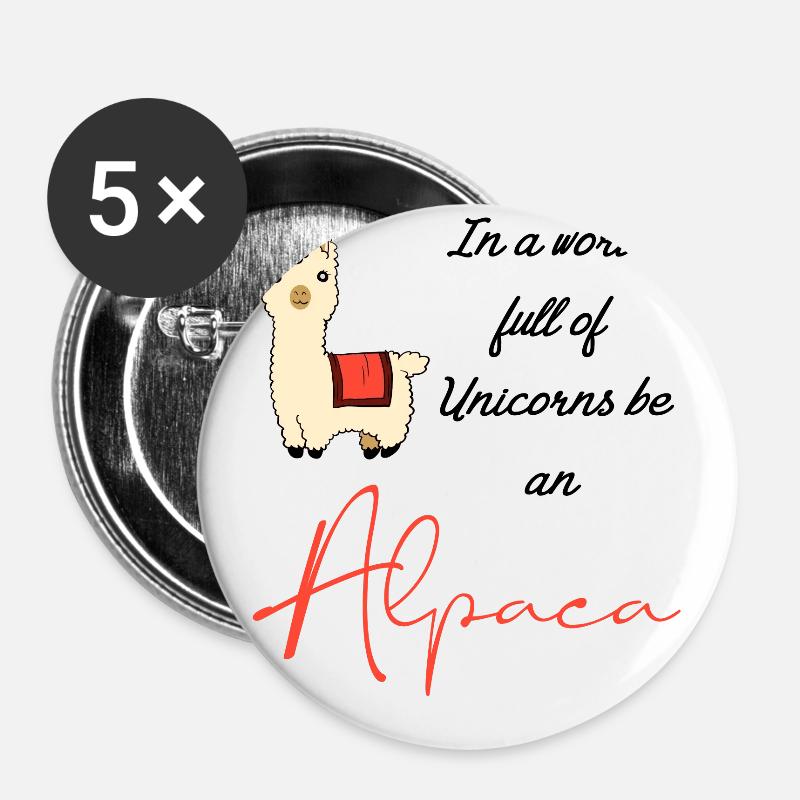 Alpaca Alpaca Alpaca Lama Comic - Buttons large 2.2''/56 mm (5-pack) - white