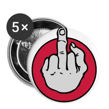 fuck - doigt d'honneur - Lot de 5 grands badges (56 mm) - blanc - Devant
