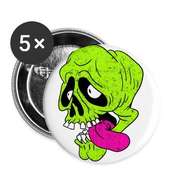 Crâne drôle - crâne - Lot de 5 grands badges (56 mm) - blanc - Devant