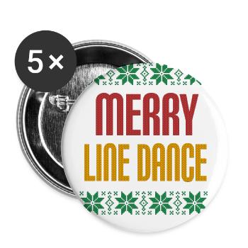 Line dance Christmas Ugly T-Shirt I Xmas Gift - Buttons large 2.2''/56 mm (5-pack) - white - Front
