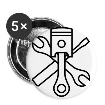 Pistons and tools 1c (+ your text) - Buttons large 2.2''/56 mm (5-pack) - white - Front