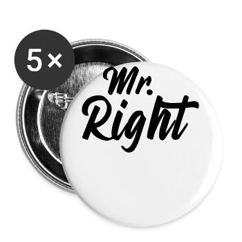 Mr Right Couples Couple Valentine's Day Gift - Buttons large 2.2''/56 mm (5-pack) - white - Front