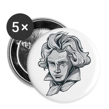 Beethoven Gesicht Büste mit Beethoven Komponist - Buttons groß 56 mm (5er Pack) - Weiß - Vorne