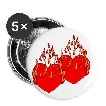 Heart Valentin Love Flame Romantic - Buttons large 2.2''/56 mm (5-pack) - white - Front